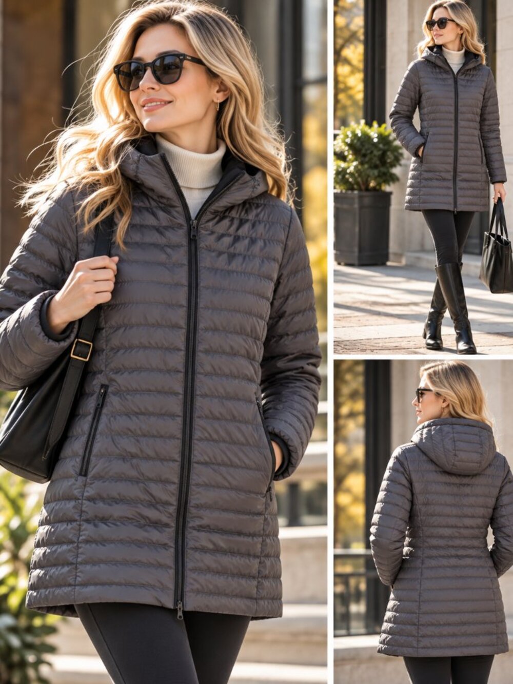 Eddie Bauer Charcoal Astoria Hooded 700 Fill Down Parka Coat Jacket